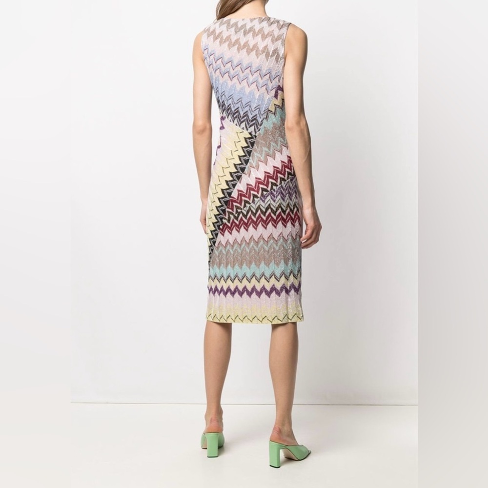 NWT  Missoni Zig Zag Faux Wrap Multicolor Midi Dress Size IT 40 US S - Picture 3 of 16